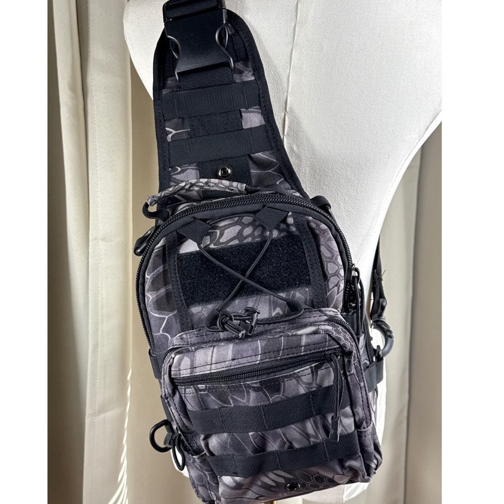 Tactical Sling Bag Kryptek Typhon Camo Grey Black MOLLE EDC Shoulder Pack